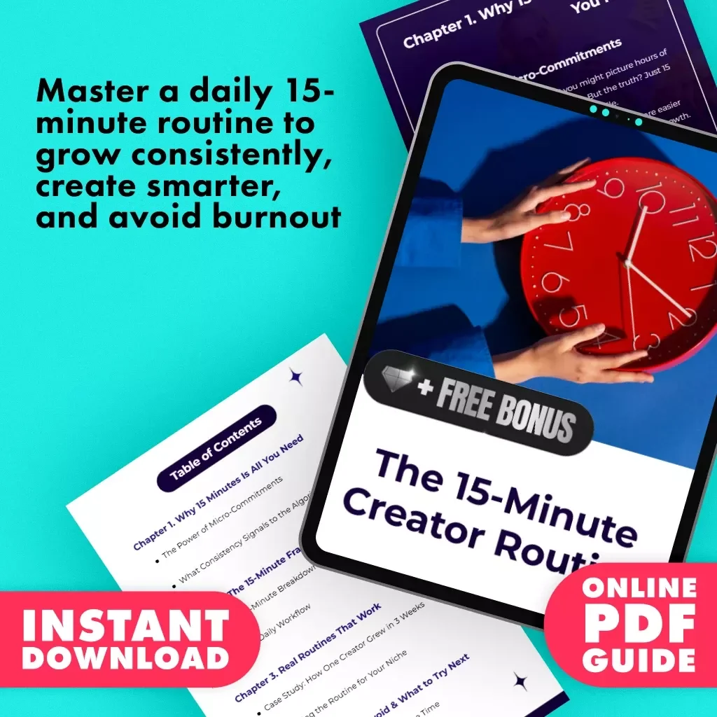 The 15-Minute Creator Routine | Your 15-Minute Daily TikTok Routine | Digital Download Guide for Content Creators, Influencers & Small Business Growth