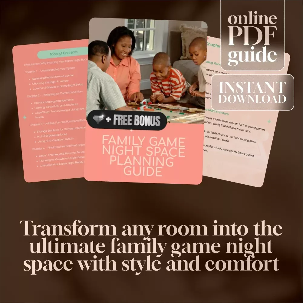 Family Game Night Space Planning Guide | Digital Download eBook for Game Room Setup, Comfort, and Fun Home Entertainment