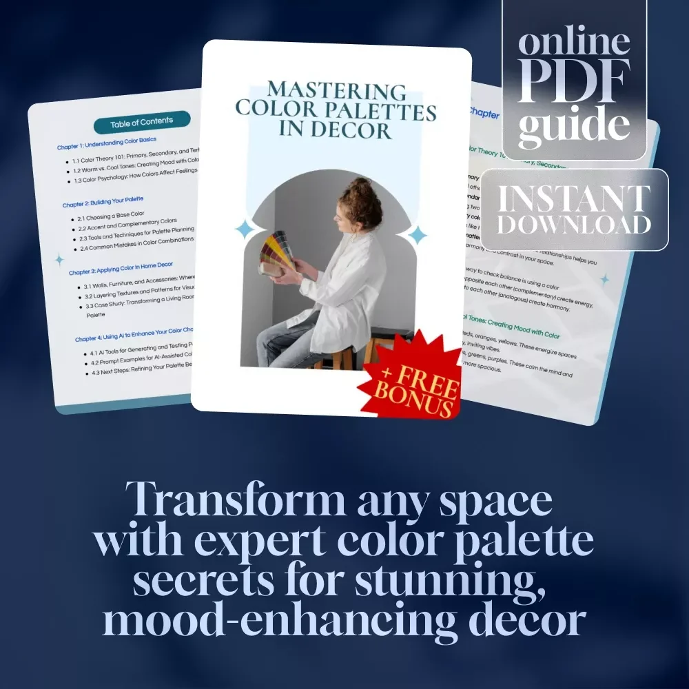 Mastering Color Palettes in Decor | Home Decor Guide | Digital Download eBook for Interior Design, Color Psychology, and AI Tools for Palette Planning
