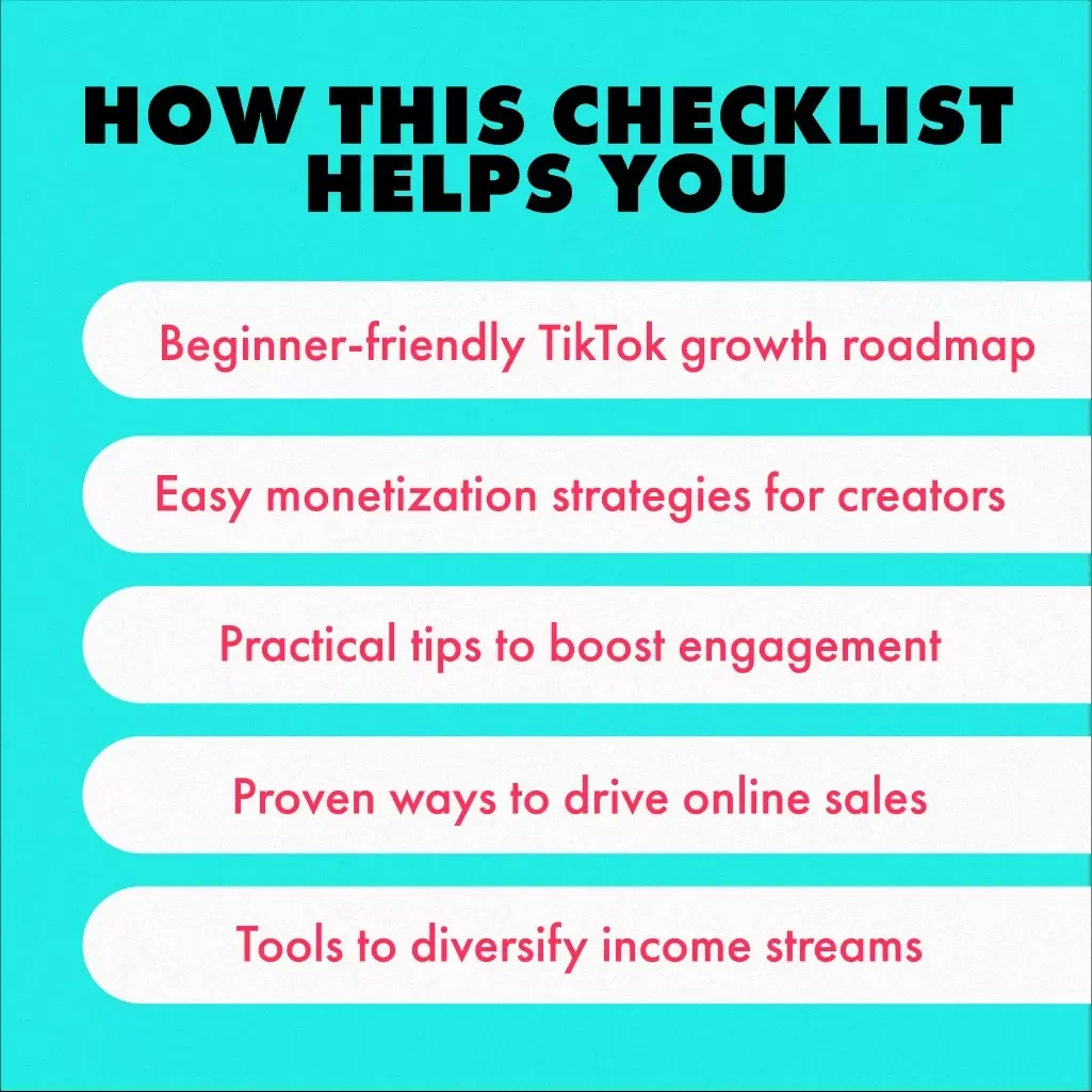 TikTok Money-Making Checklist: Your Fun & Fast-Track Guide to Going Viral (and Getting Paid) | Digital Download eBook Guide for Beginners | How to Earn Money on TikTok Step-by-Step Checklist