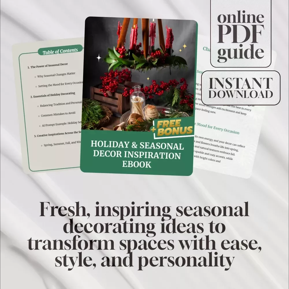 Holiday & Seasonal Decor Inspiration eBook | Digital Download Guide for Festive Decorating, Seasonal Styling, Home Aesthetic & Holiday Checklist Ideas