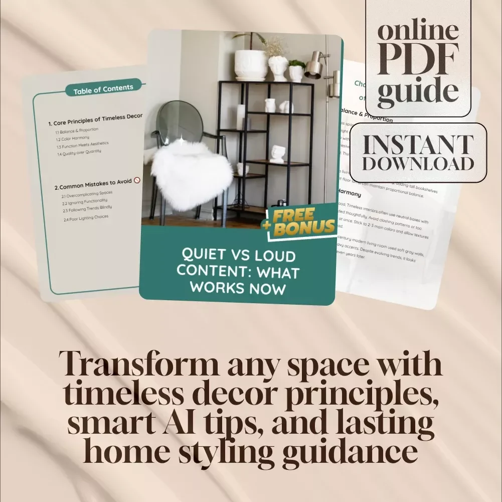 Timeless Decor Principles for Any Home | Digital Download Guide, eBook & Checklist for Interior Design, Balance, Color Harmony, and AI-Powered Inspiration