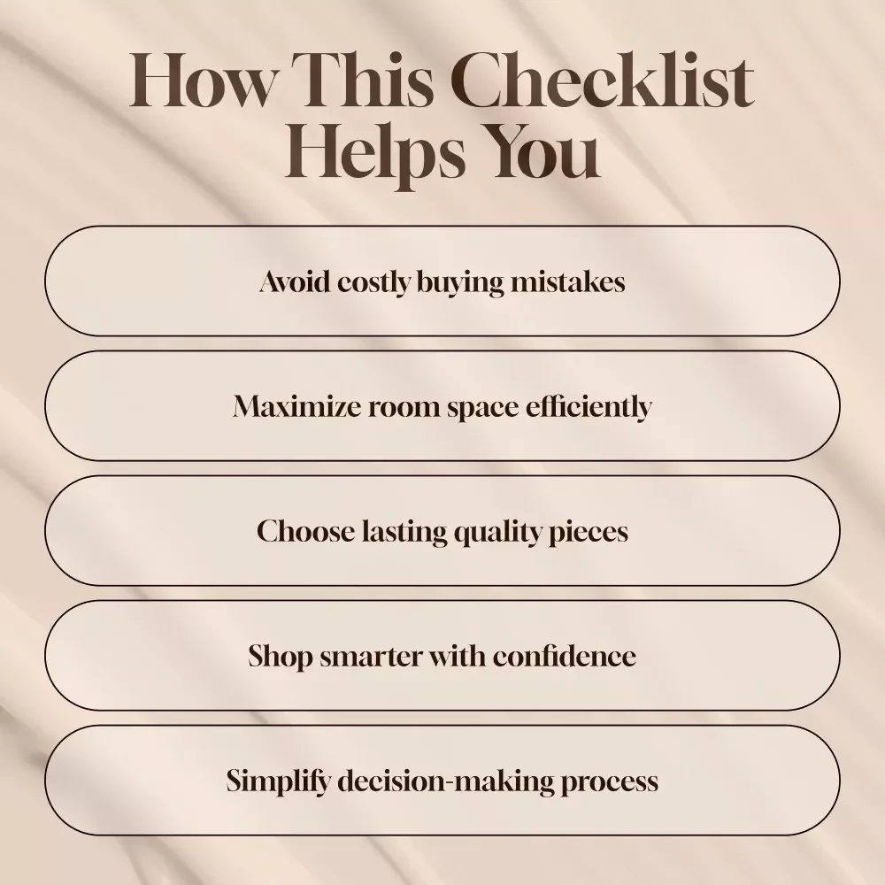 Furniture Shopping Essentials Checklist | Printable Digital Download | Home Decor Buying Guide | eBook PDF for Smart Furniture Shopping