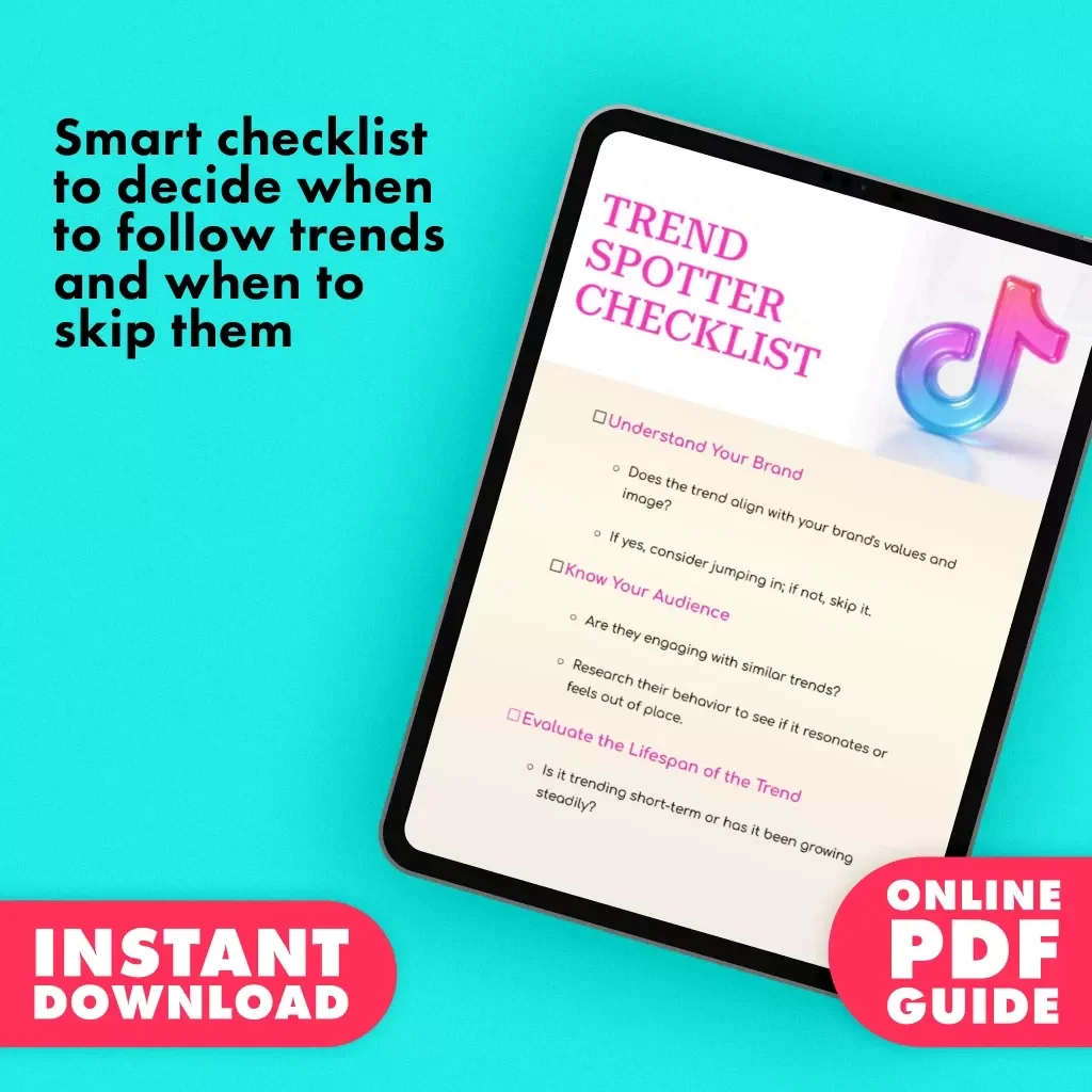 Trend Spotter Checklist | Digital Download Guide | When to Follow Trends and When to Skip Them | Branding & Marketing Strategy