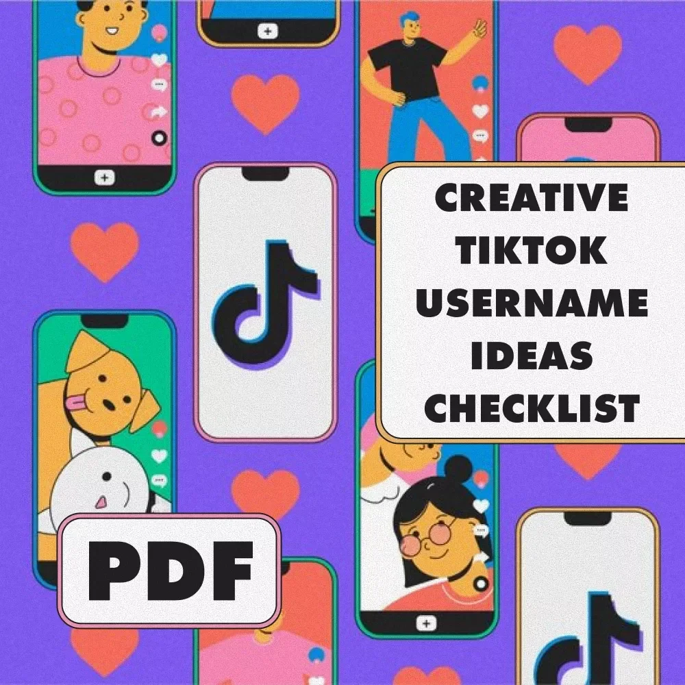 Creative TikTok Username Ideas Checklist | Digital Download Guide for Unique & Catchy TikTok Names, Personal Brand Growth, and Social Media Consistency