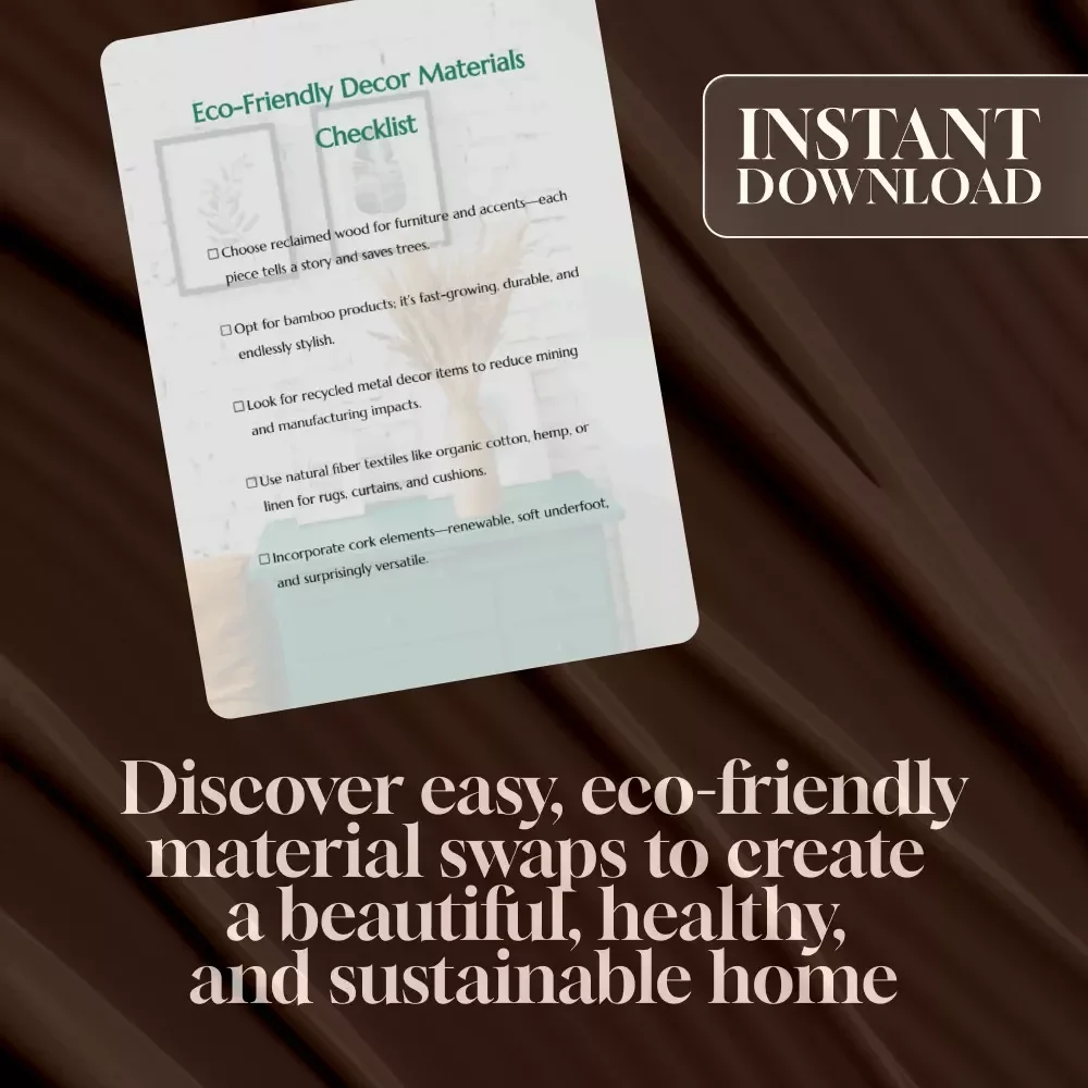 Eco-Friendly Decor Materials Checklist | Sustainable Home Decor Guide | Digital Download for Green Living and Interior Design