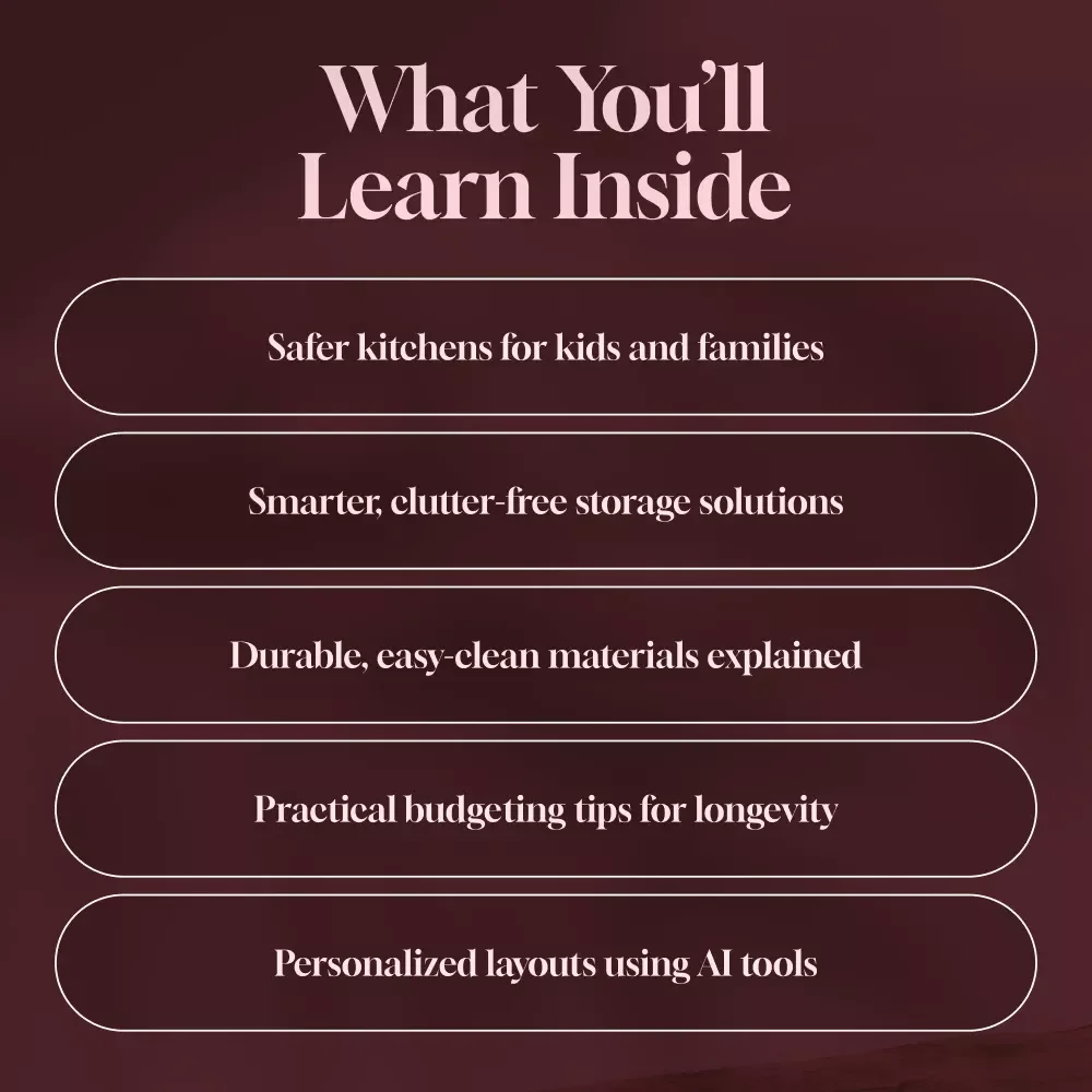 Family Friendly Kitchen Design Guide | Digital Download | Kitchen Layout, Storage, Safety, Materials & AI Planning eBook for Families