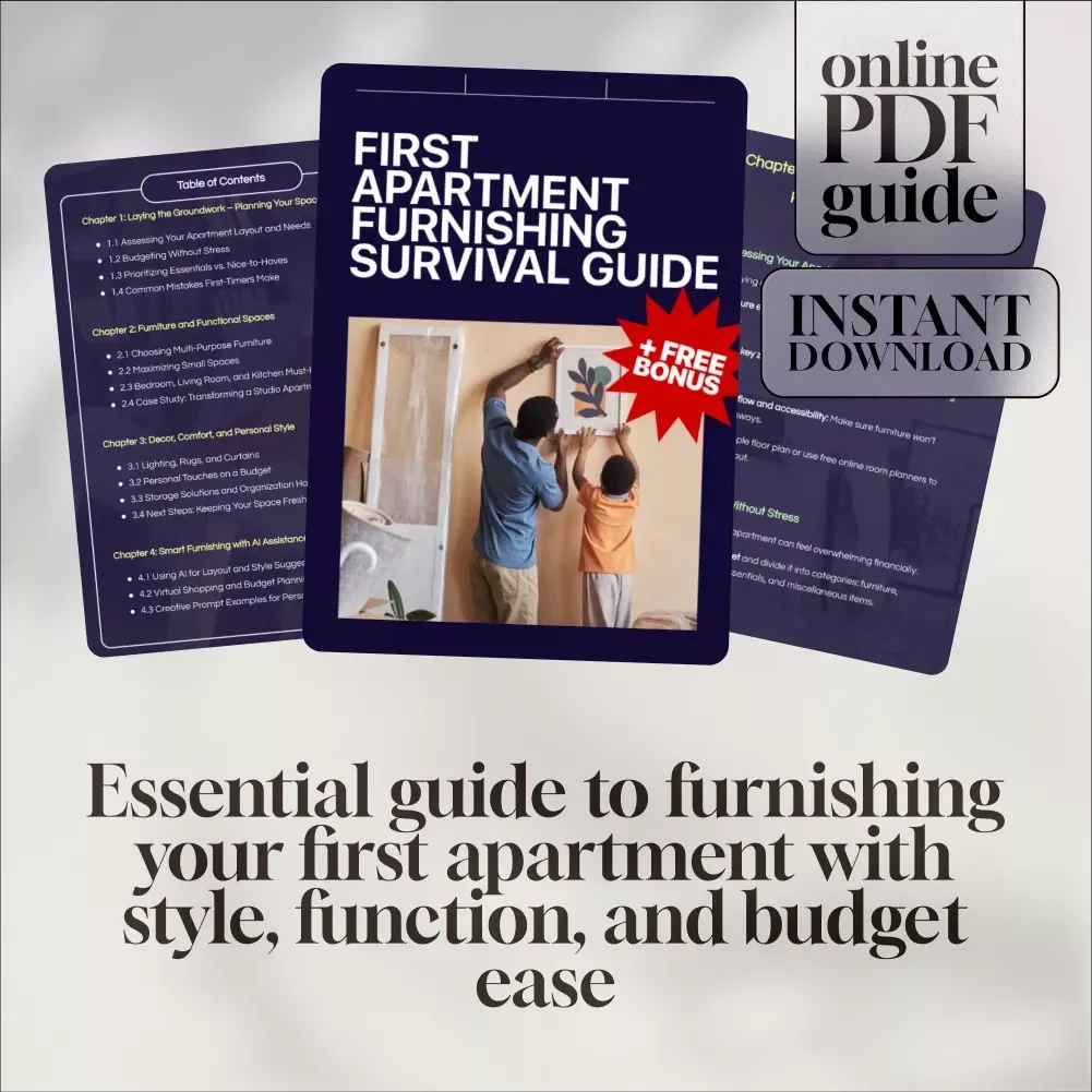 First Apartment Furnishing Survival Guide | Digital Download eBook for Budget-Friendly Furniture, Decor, and Apartment Essentials