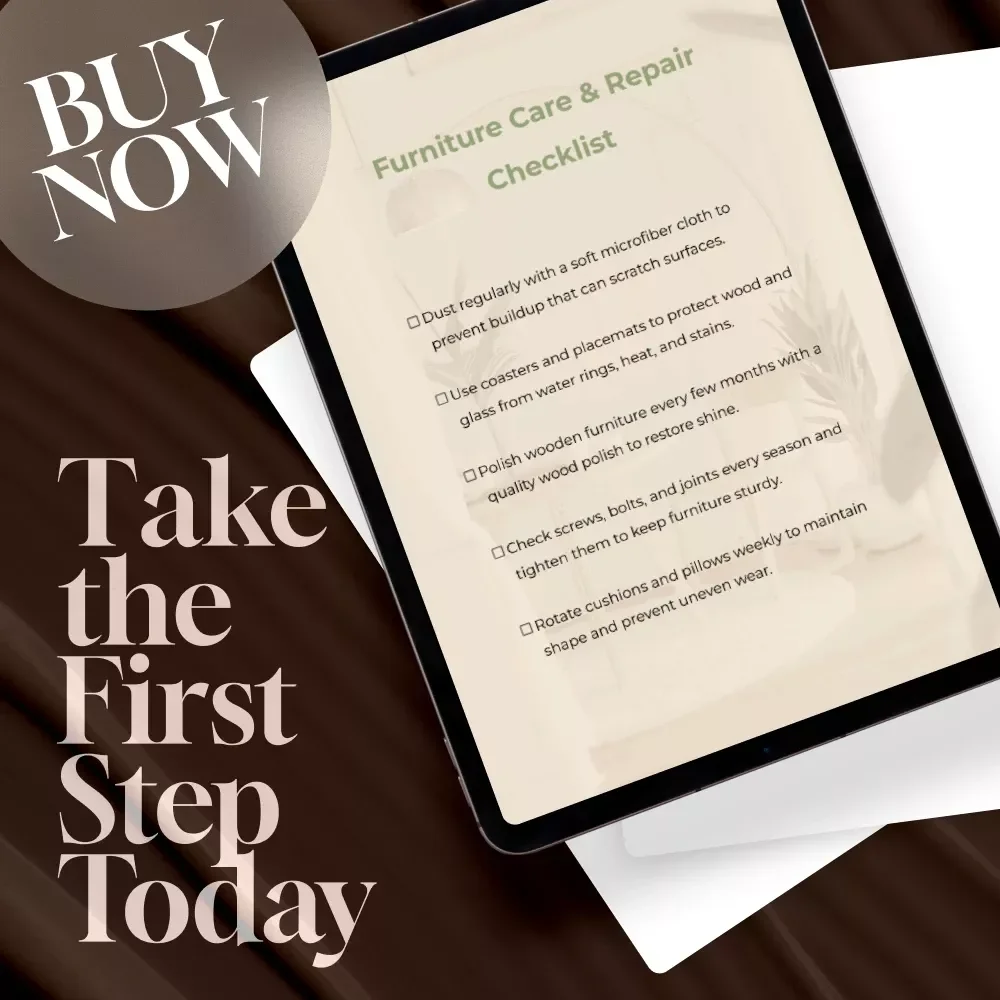 Furniture Care & Repair Checklist | Printable Home Maintenance Guide | Digital Download for Wood, Upholstery, Leather & Outdoor Furniture
