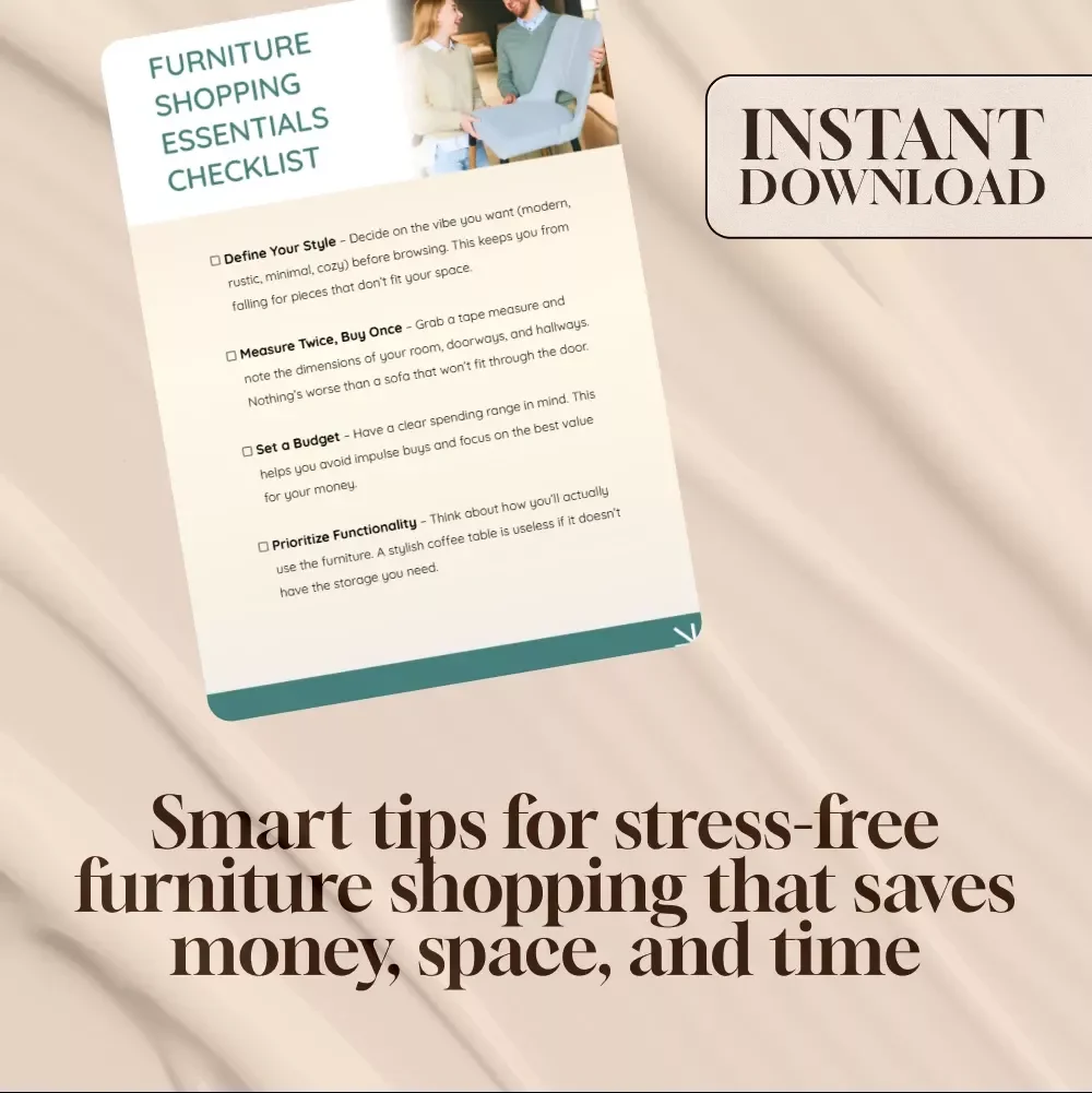Furniture Shopping Essentials Checklist | Printable Digital Download | Home Decor Buying Guide | eBook PDF for Smart Furniture Shopping
