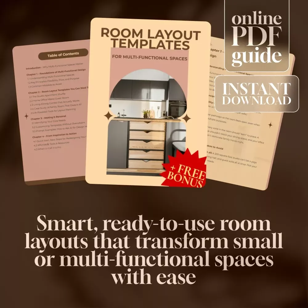 Room Layout Templates for Multi-Functional Spaces | Digital Guide for Studio Apartments, Home Office, Living-Dining Combos & Small Space Interior Design