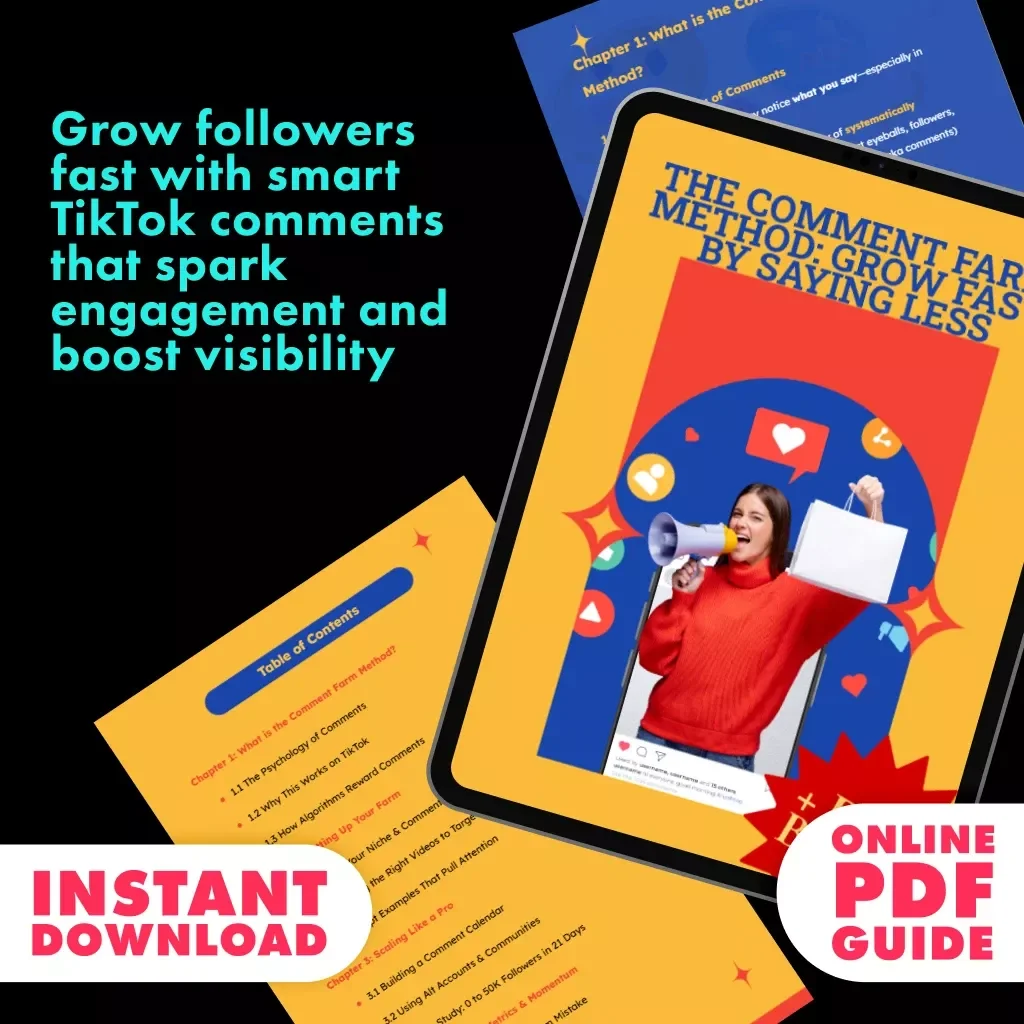 The Comment Farm Method: Grow FAST by Saying Less | TikTok Growth Guide | Social Media Strategy eBook | Digital Download Checklist