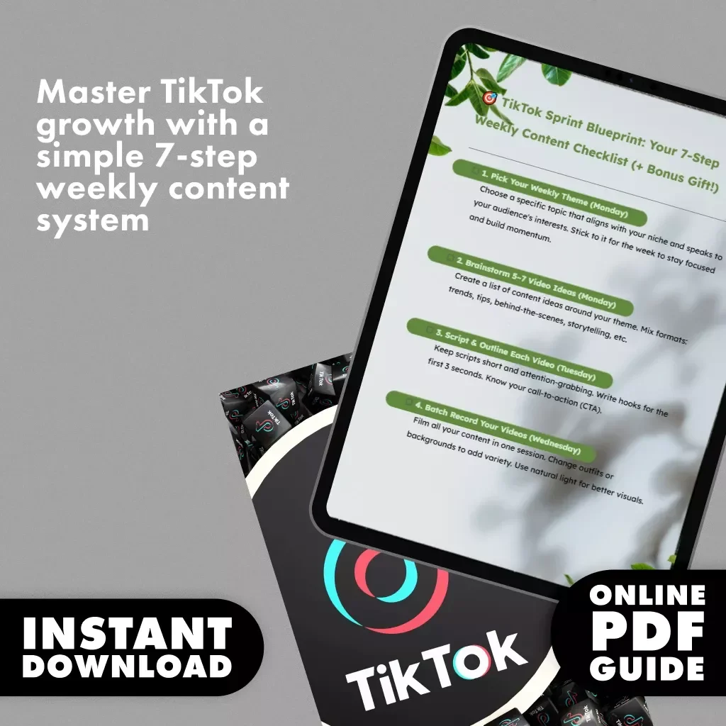 TikTok Sprint Blueprint: Your 7-Step Weekly Content Checklist (+ Bonus Gift!) | How to Build Weekly Content Sprint System for Creators & Entrepreneurs | Digital Download eBook, Guide & Checklist