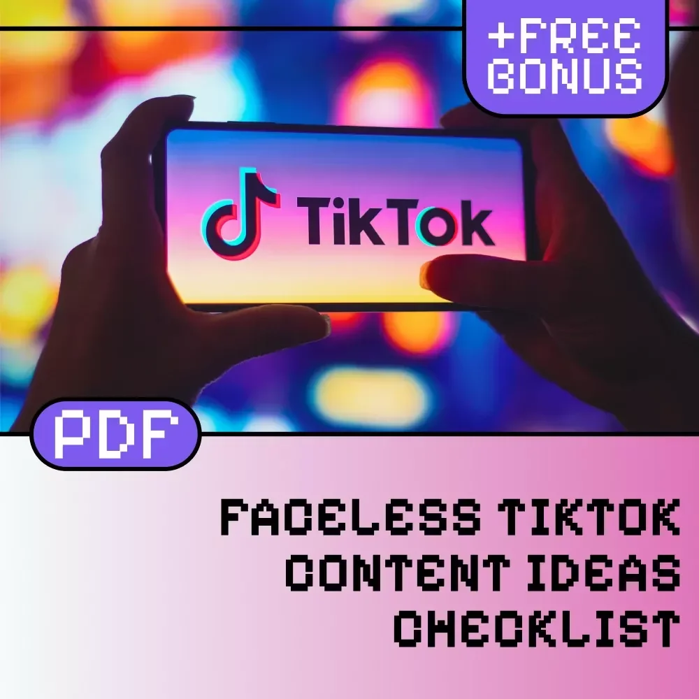 Faceless TikTok Content Ideas Checklist | Digital Download for Viral Faceless TikTok Videos, eBook Style Guide, Viral Content Creator Resource
