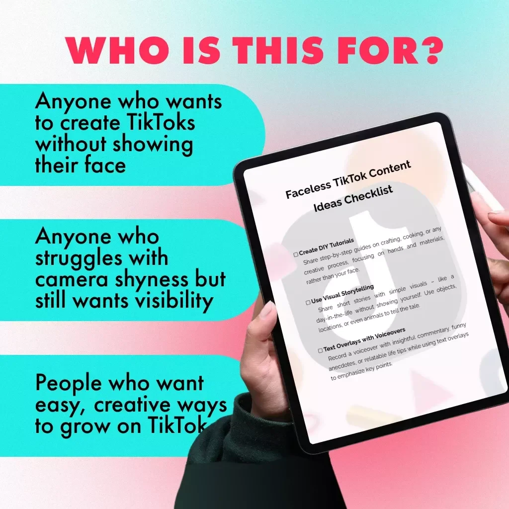 Faceless TikTok Content Ideas Checklist | Digital Download for Viral Faceless TikTok Videos, eBook Style Guide, Viral Content Creator Resource