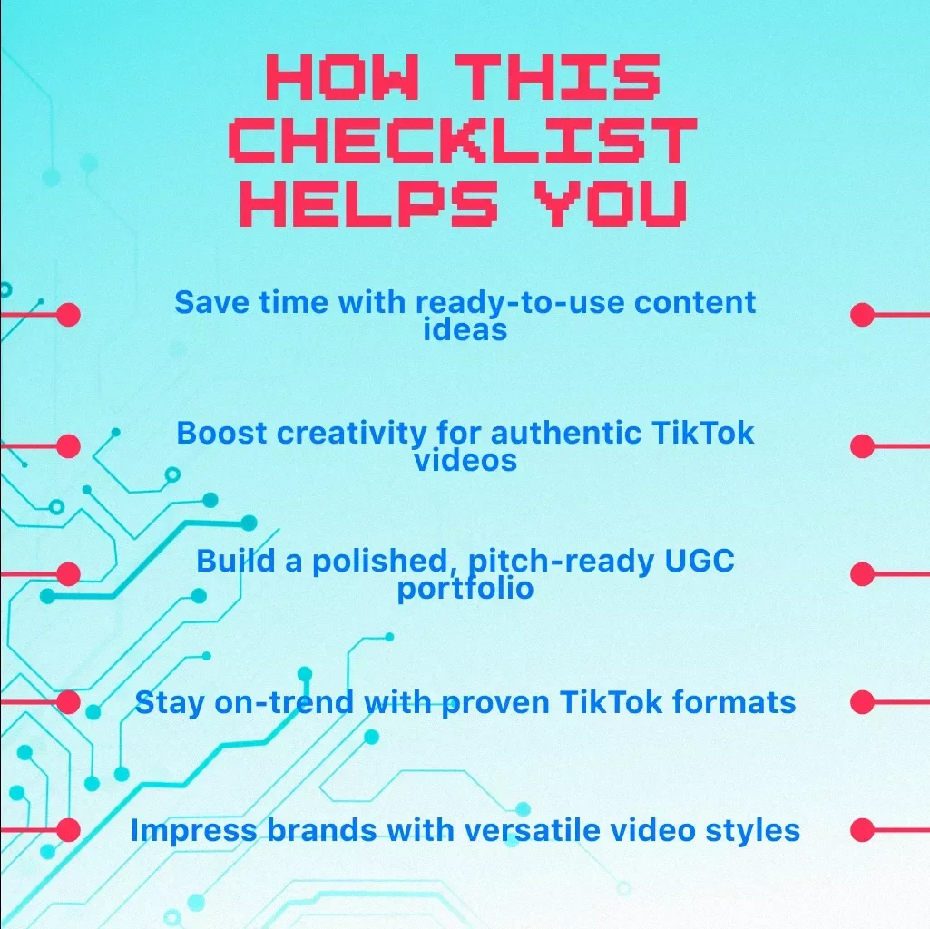 Worthy TikTok UGC Examples Checklist | Digital Download Guide for Creators, Content Ideas for UGC Portfolio, TikTok Content Inspiration, eBook + Checklist