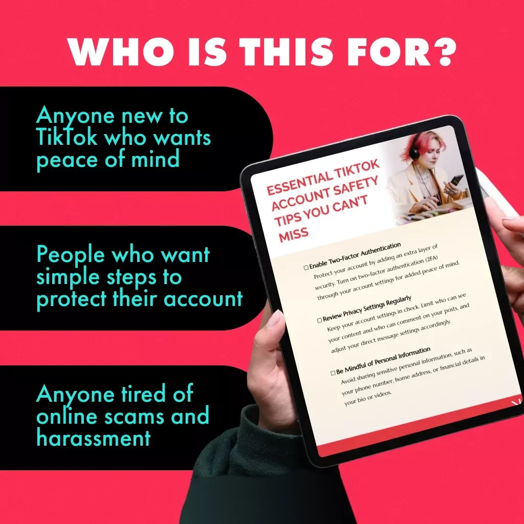 Essential TikTok Account Safety Tips You Can’t Miss | Printable Digital Download Checklist | TikTok Account Safety eBook Guide for Secure Social Media Use