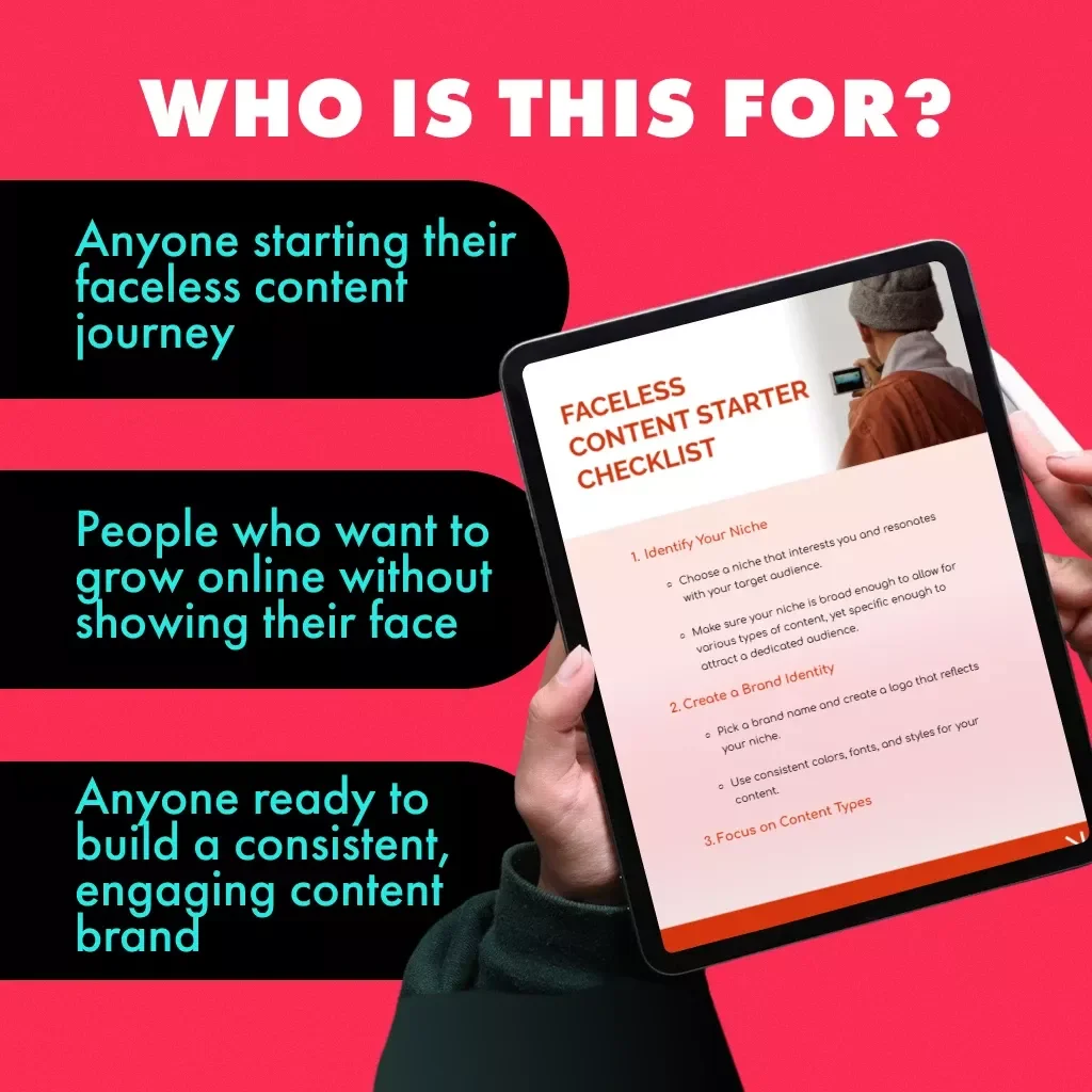 Faceless Content Starter Checklist | Digital Download Guide | Faceless Content Starter Kit for Beginners, eBook & Social Media Growth