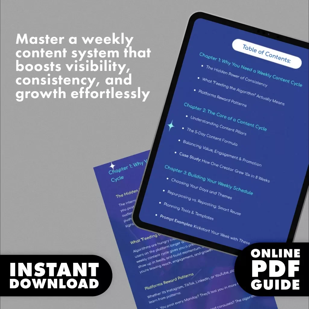 Content on Repeat: How to Build a Weekly Cycle the Algorithm Loves | Digital Guide for Creators, Marketers & Entrepreneurs | How to Create a Weekly Content Cycle That Feeds the Algorithm