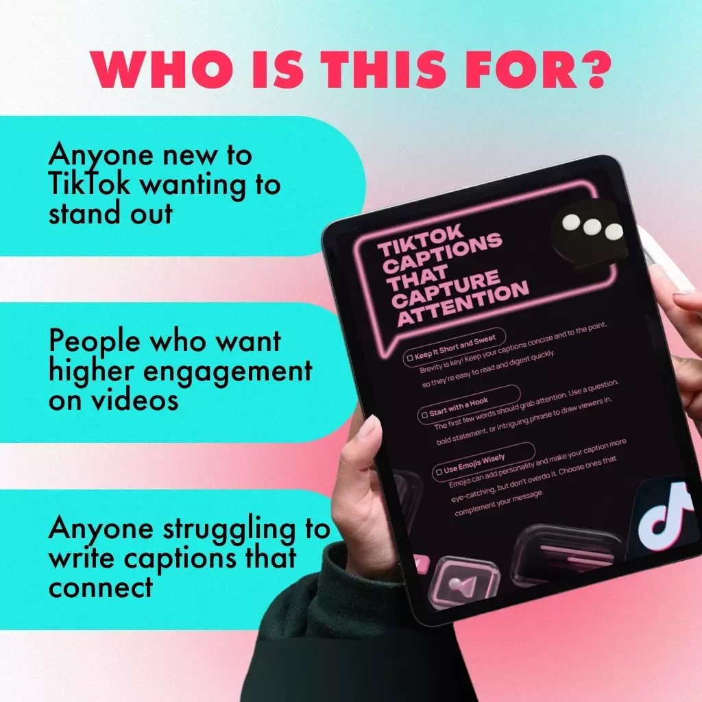 TikTok Captions That Capture Attention | Viral TikTok Captions Checklist for Creators, Influencers & Social Media Success | Digital Download eBook & Guide