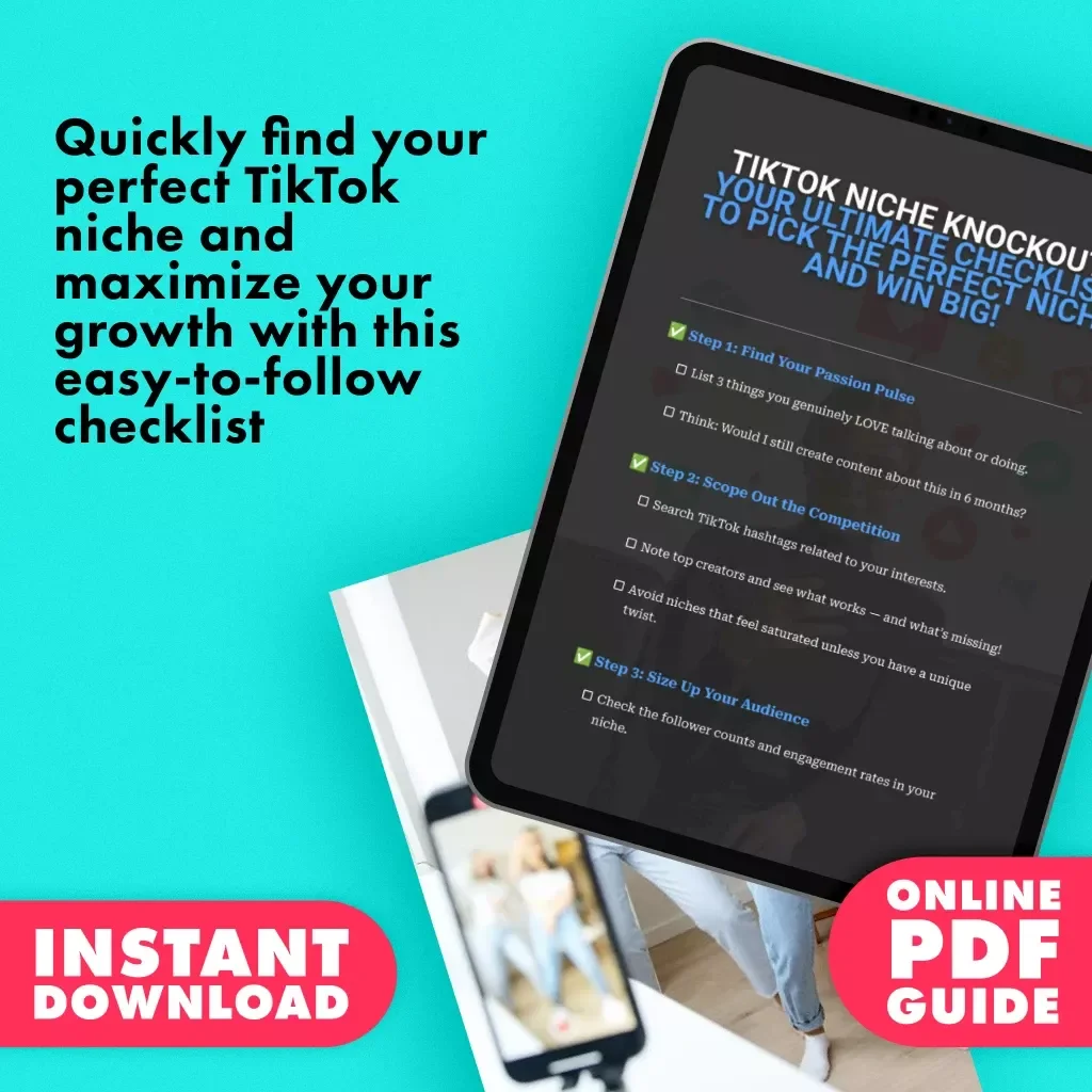 TikTok Niche Knockout: Your Ultimate Checklist to Pick the Perfect Niche and Win Big | Digital Download Checklist