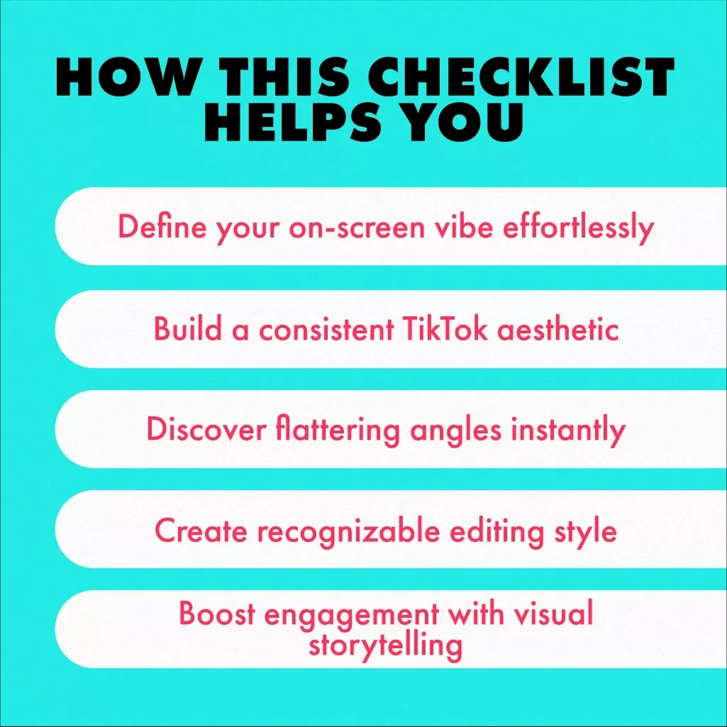 TikTok Glow-Up Checklist | How to Build a Personal Visual Style | Aesthetic Branding Guide for Content Creators & Influencers | Digital Download eBook & Checklist