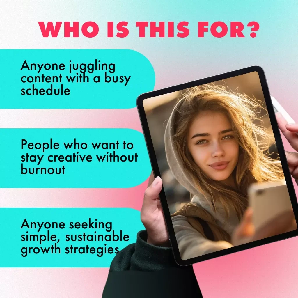 A Low-Energy Content Strategy for Busy Creators | Digital Guide for TikTok Growth, Simple Content Planning, & Stress-Free Scheduling