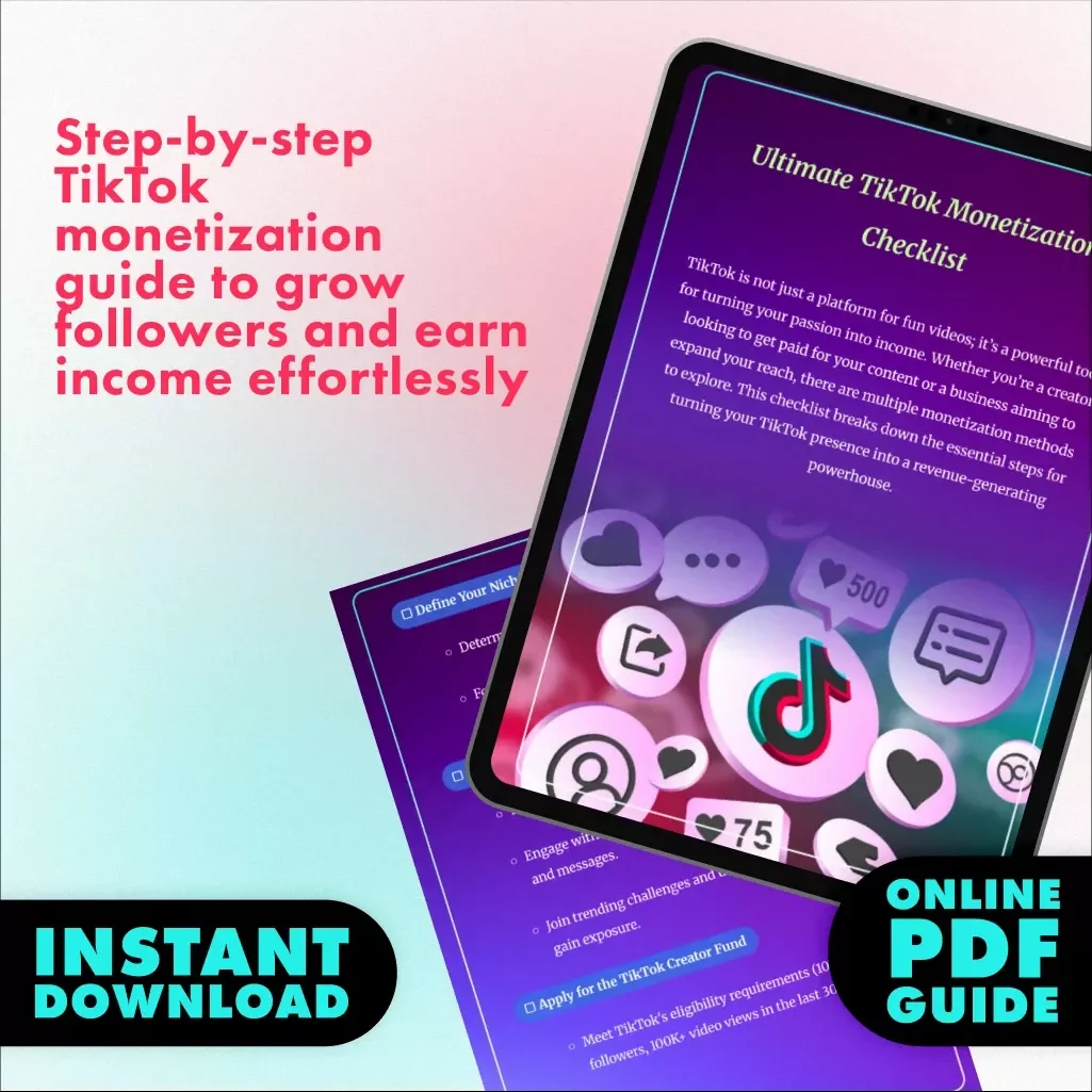 Ultimate TikTok Monetization Checklist | Digital Download Guide for Creators, Influencers & Online Entrepreneurs | TikTok Monetization Methods to Grow & Earn