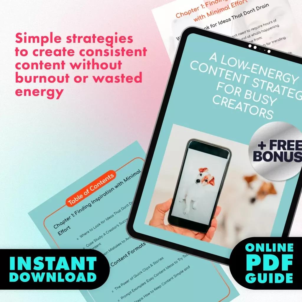 A Low-Energy Content Strategy for Busy Creators | Digital Guide for TikTok Growth, Simple Content Planning, & Stress-Free Scheduling
