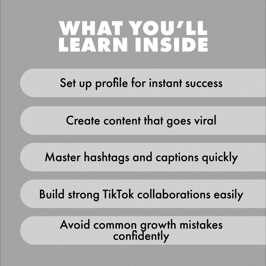 Fast-Track Your TikTok Growth | How to Grow on TikTok Fast Guide for Creators, Influencers & Businesses | Digital Download eBook & Checklist