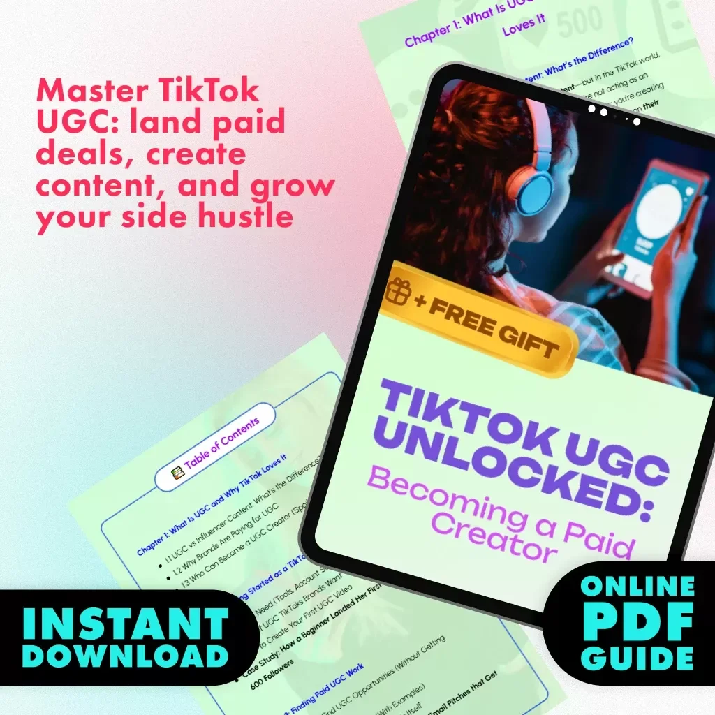 TikTok UGC Unlocked: Becoming a Paid Creator | How to Become a UGC Creator on TikTok | Digital Guide for Beginners, eBook, Checklist for Paid UGC Work