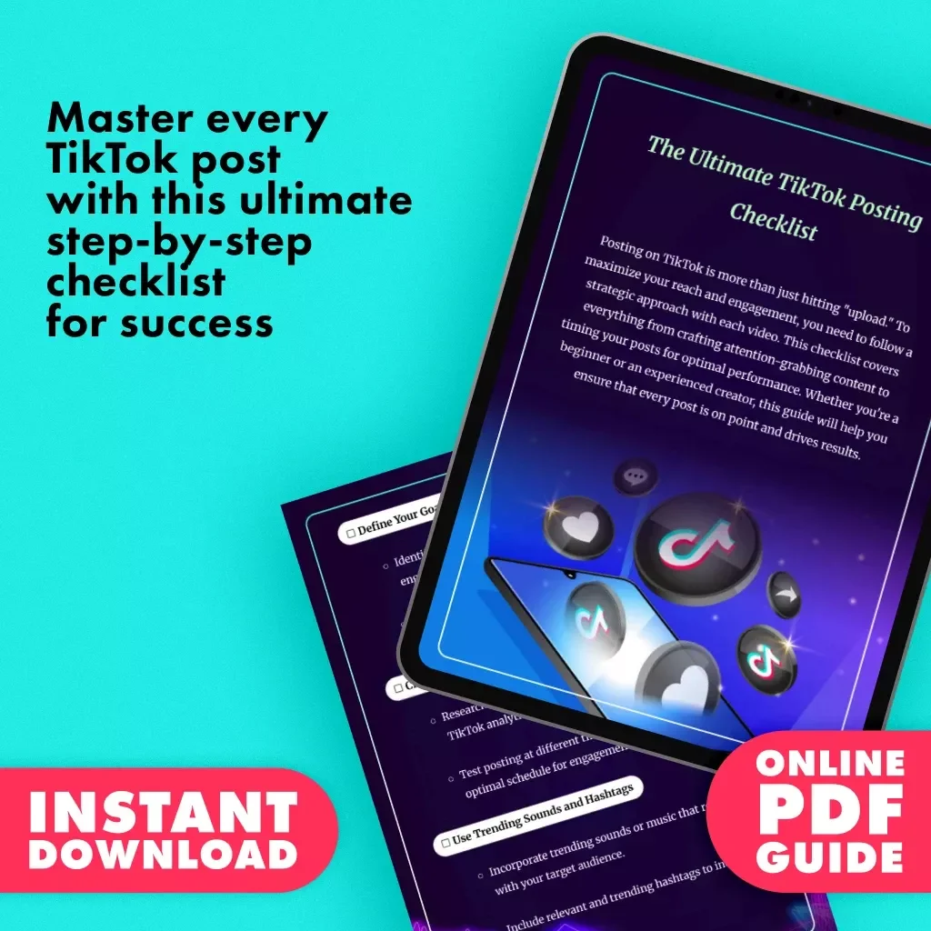 The Ultimate TikTok Posting Checklist | Digital Download Social Media Growth Guide for Engagement, Followers & Content Strategy
