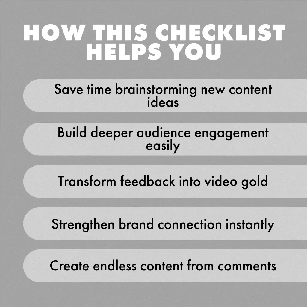 Turn Your Audience Feedback Into Engaging Videos | How to turn comments into new videos | Digital Checklist for Content Creators, Coaches & Entrepreneurs