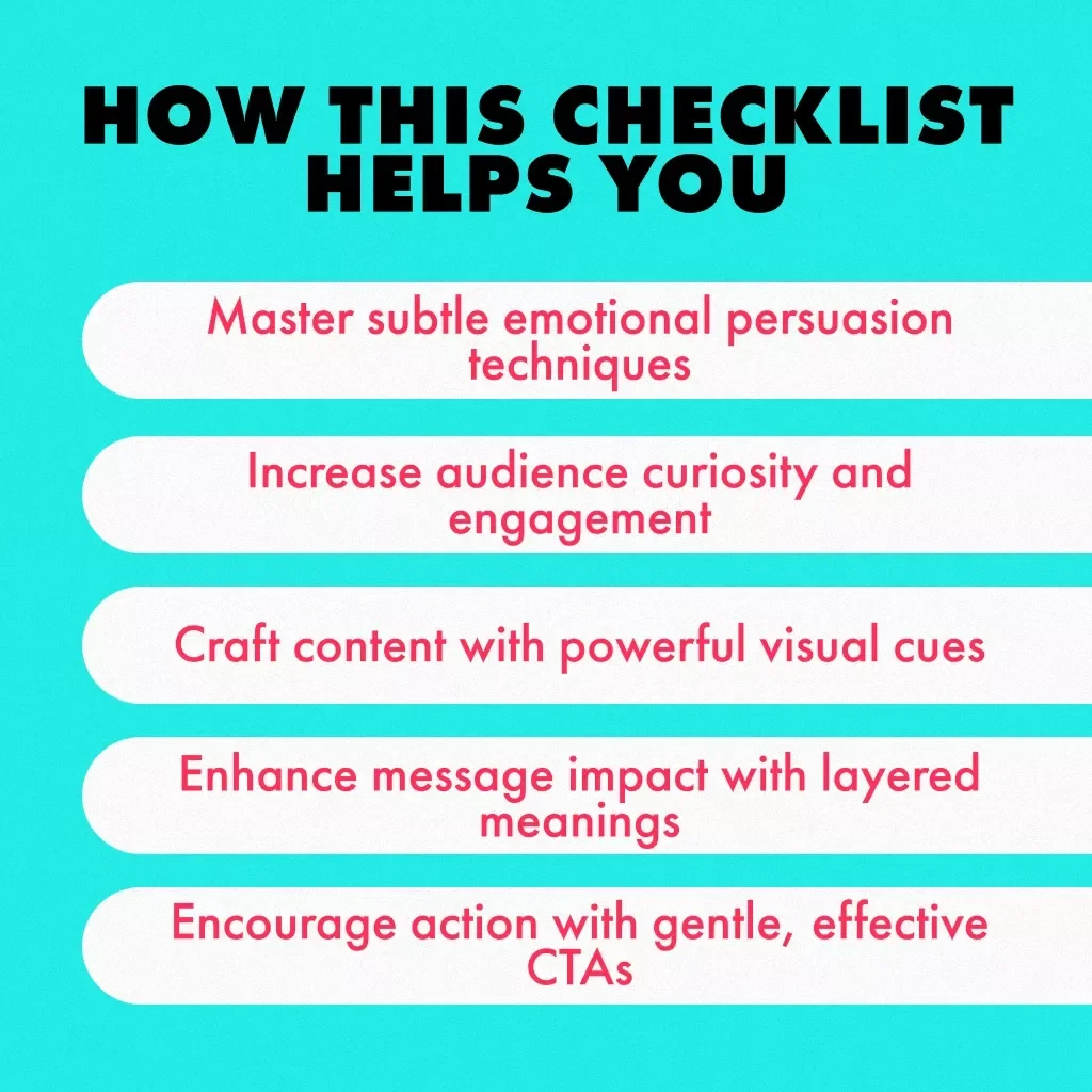 The Silent Hook Framework Checklist - Unlock the Secrets to Subtle Persuasion and Engagement