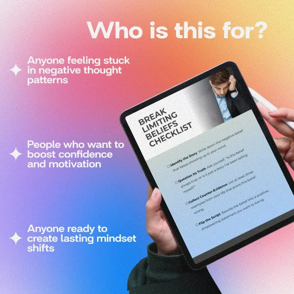 Break Limiting Beliefs Checklist | Mindset Shift Digital Download | Self Growth & Empowerment Guide | Printable Personal Development Tool