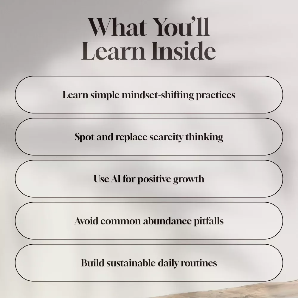 Abundance Mindset Mini Course | Digital Download Guide for Positive Thinking, AI Prompts & Daily Practices for Personal Growth