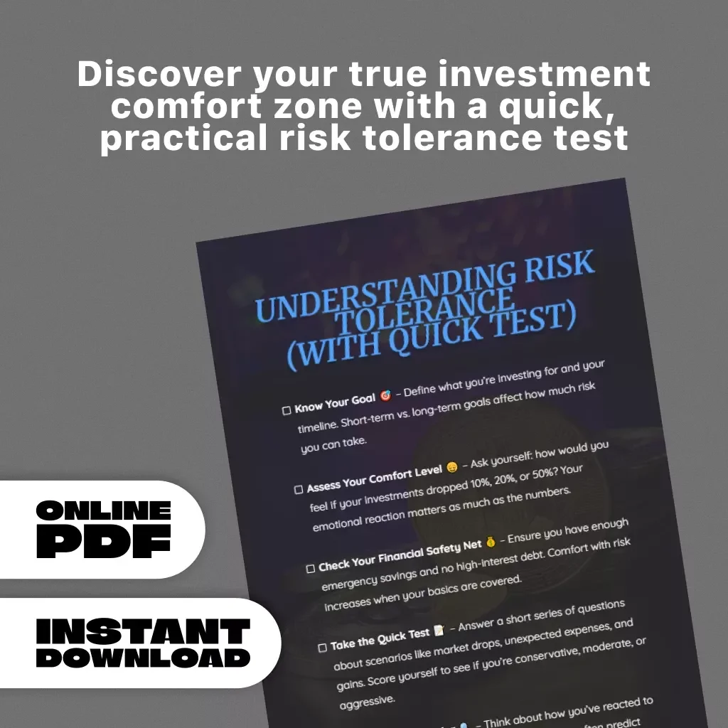 Understanding Risk Tolerance (With Quick Test) – Investing Checklist, Digital Download, Guide for Beginners, Financial Planning, Risk Management, eBook PDF