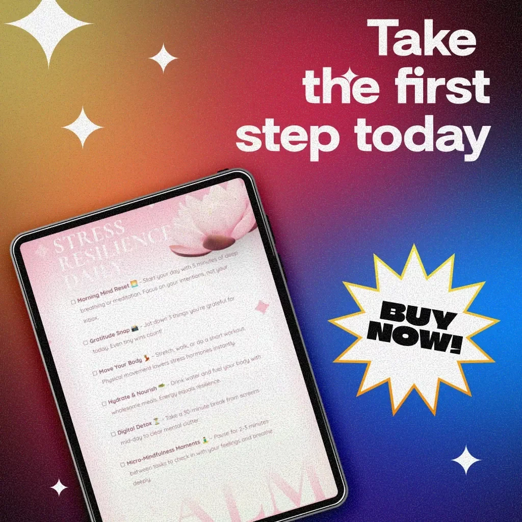 Stress Resilience Daily Checklist | Printable Self Care Routine, Mental Health Digital Download, Mindfulness & Productivity Guide