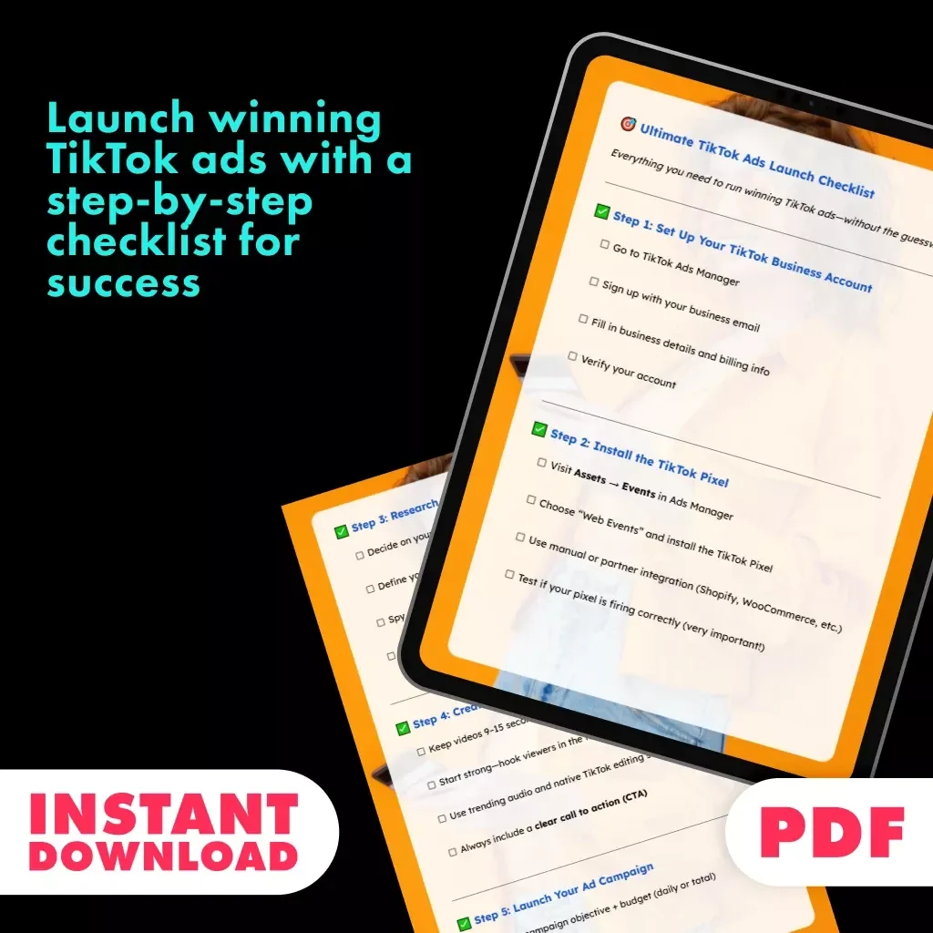Ultimate TikTok Ads Launch Checklist | Digital Download | How to Run Ads on TikTok | eBook Style Guide for Beginners & Marketers