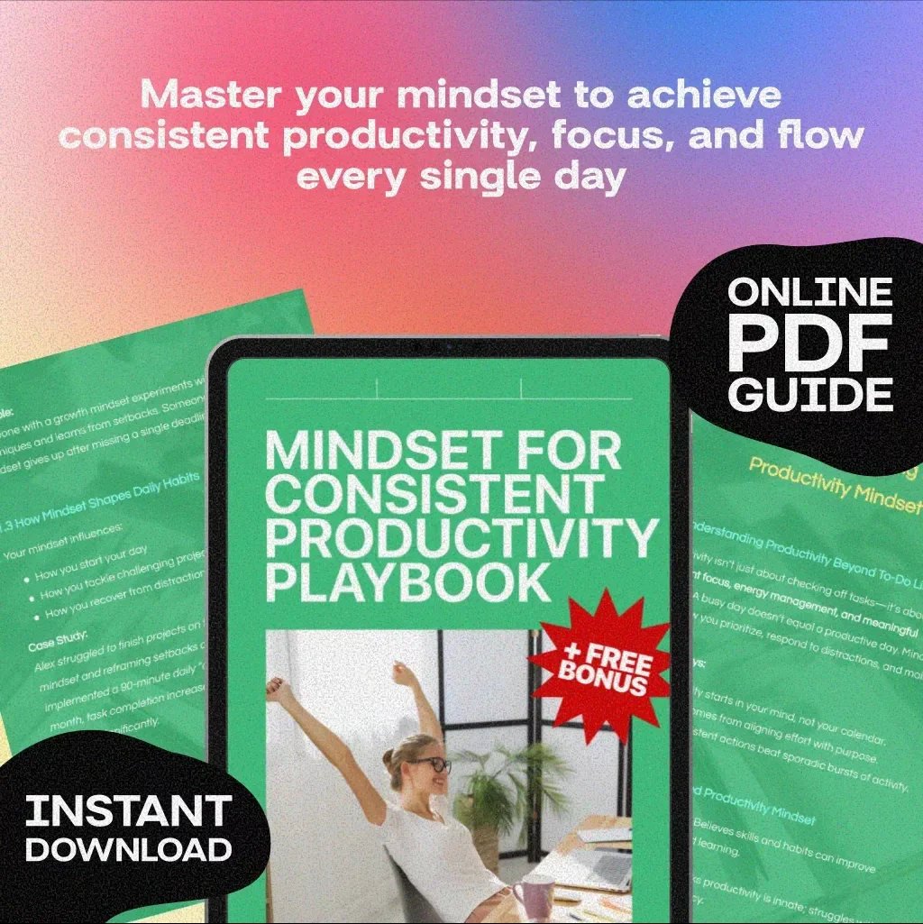 Mindset for Consistent Productivity Playbook | Digital Productivity Guide for Entrepreneurs, Leaders & Creatives | Instant Download PDF