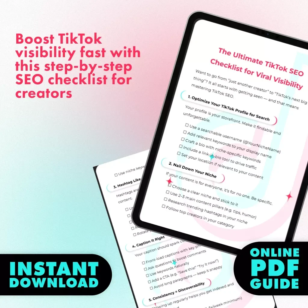 The Ultimate TikTok SEO Checklist for Viral Visibility | Digital Download Guide | TikTok SEO Tips for Content Creators, Influencers & Small Businesses