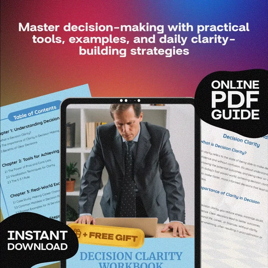 Decision Clarity Workbook | Self-Help Guide for Better Choices, Personal Growth, Career Clarity, and Confidence in Decision Making | Digital Download eBook & Checklist | KEYWORDS