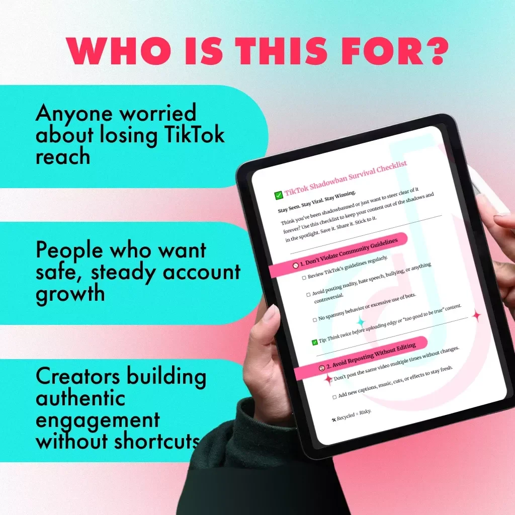 TikTok Shadowban Survival Checklist | Digital Download Guide for Creators | How to Avoid TikTok Shadowban | Social Media Growth Tips | Content Creator Must-Have