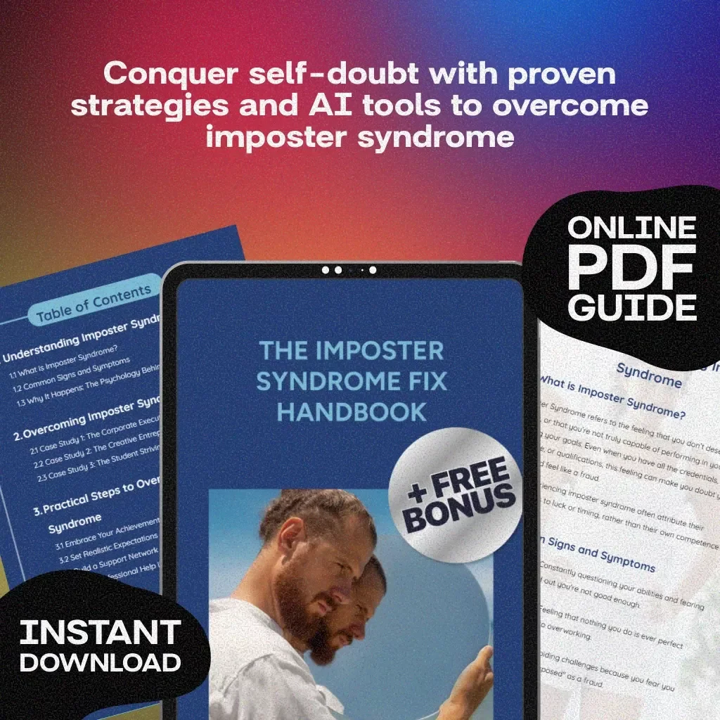 The Imposter Syndrome Fix Handbook | Digital Download Guide for Confidence, Mindset, and Personal Growth | Self-Help eBook, Checklist & AI Tools | KEYWORDS