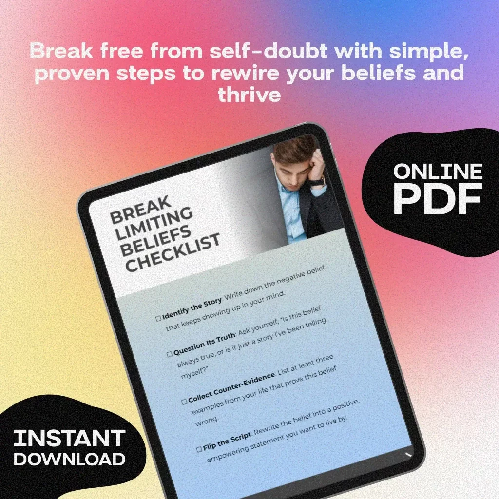 Break Limiting Beliefs Checklist | Mindset Shift Digital Download | Self Growth & Empowerment Guide | Printable Personal Development Tool