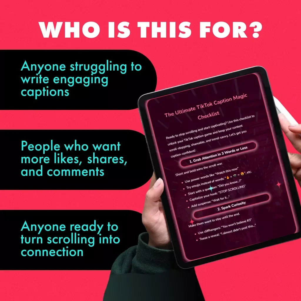 The Ultimate TikTok Caption Magic Checklist | Viral TikTok Caption Ideas | Social Media Content Creator Digital Download Guide & Checklist