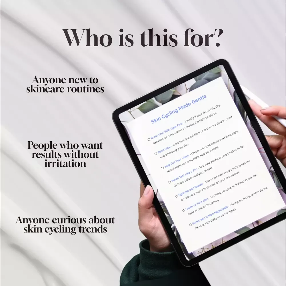 How to Start Skin Cycling Without Irritation Checklist | Beginner-Friendly Digital Download for Glowing Skin, Skincare Routine Guide, Exfoliant & Retinol Rotation