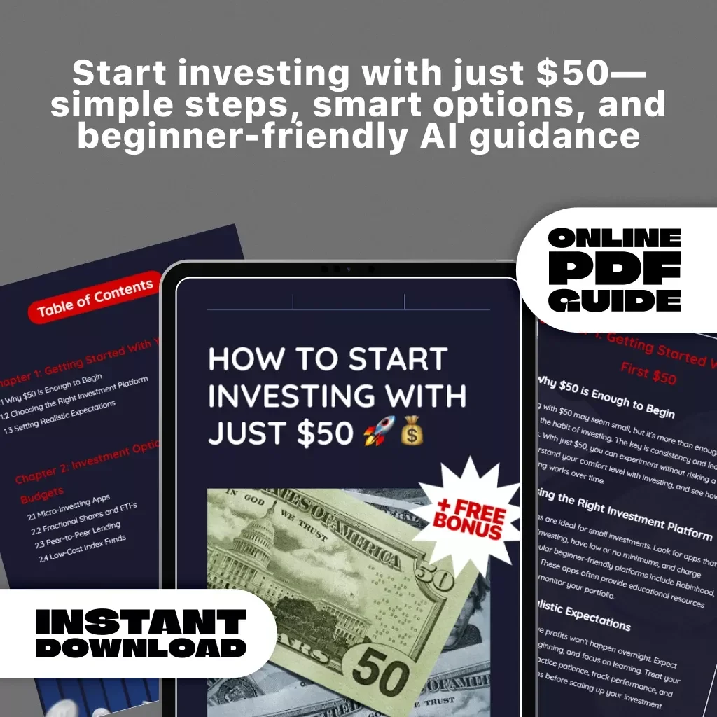 How to Start Investing With Just $50 | Beginner-Friendly Investing Guide | Digital Download eBook for Small Budgets, Micro-Investing, Fractional Shares & ETFs