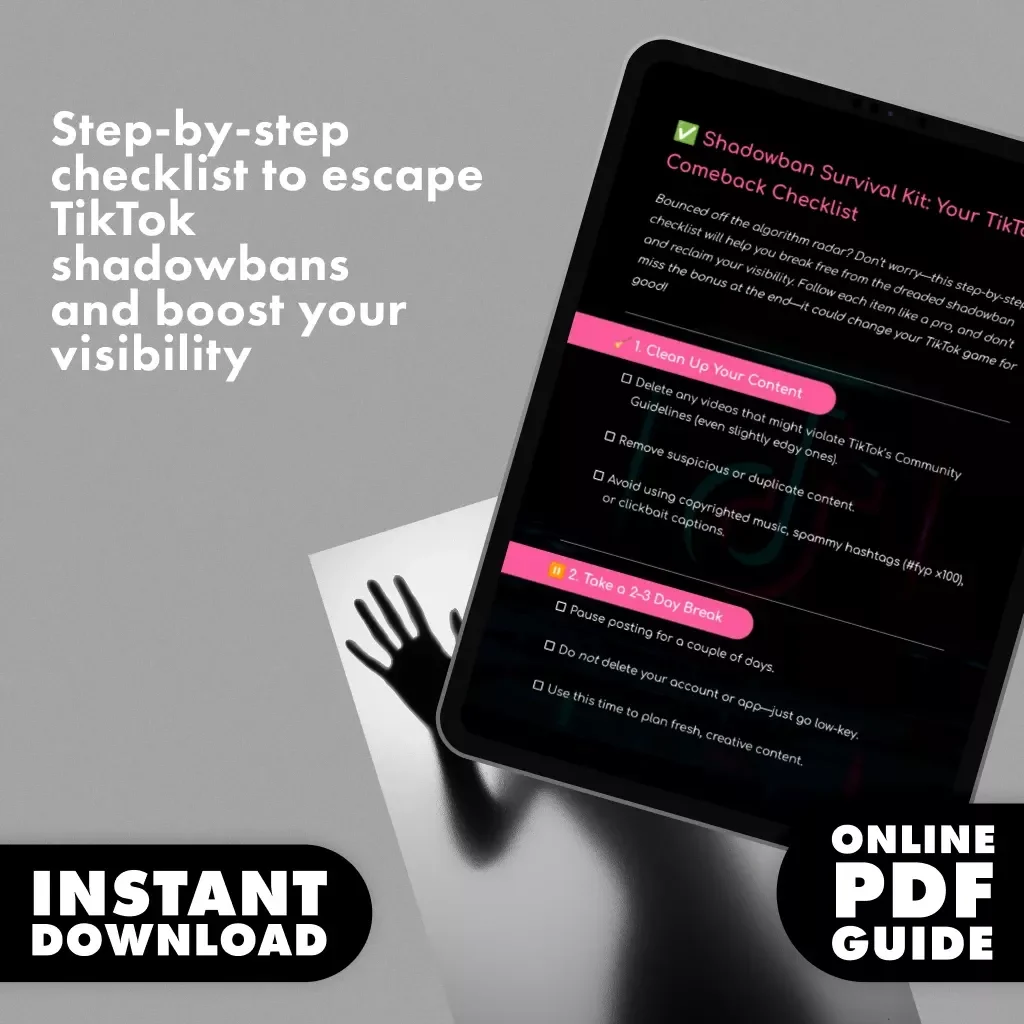 Shadowban Survival Kit: Your TikTok Comeback Checklist | How to Get Rid of Shadowban on TikTok Digital Download Guide