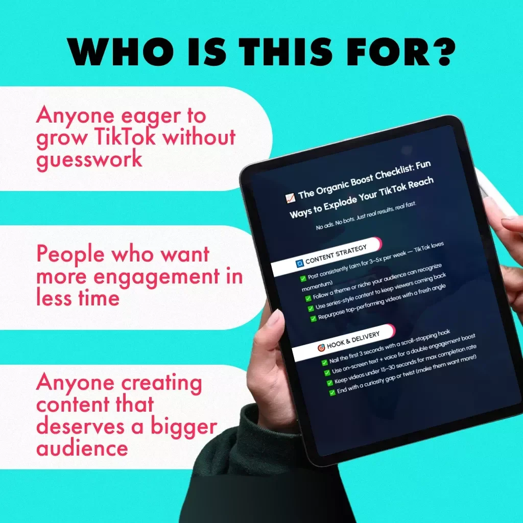 The Organic Boost Checklist: Fun Ways to Explode Your TikTok Reach | Digital Download Guide | eBook Style Social Media Growth Resource | Ways to increase TikTok reach organically